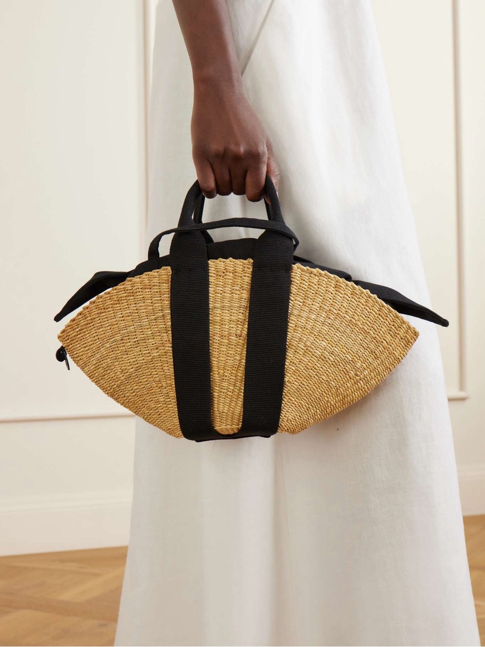 Sophie mini webbing-trimmed woven straw tote - Picture 2 of 7